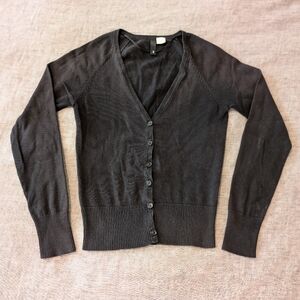 H&M V-Neck Button-Up Cardigan Black Size 2